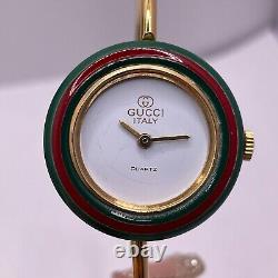 GUCCI Change Bezel Watch Quartz Gold White Quartz Not Working Auth 371