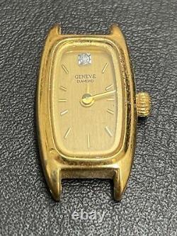 Geneve Diamond 18k Gold Plated Stainless Steel Back Watch 2006L. For Parts. CL45