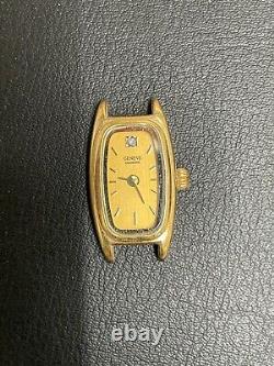 Geneve Diamond 18k Gold Plated Stainless Steel Back Watch 2006L. For Parts. CL49