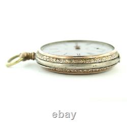 Giovane Anker White Roman Dial Solid Coin Silver Pocket Watch For Parts/repairs
