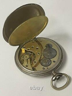 Giovane Anker White Roman Dial Solid Coin Silver Pocket Watch For Parts/repairs