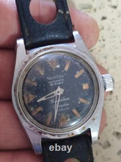 Great Vintage Monvis Diver Glucydur Automatic Cal F4007N 35mm Not Work Rear