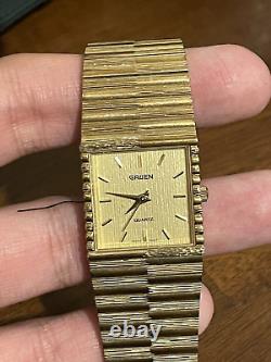 Gruen Watch Quartz Gold Vintage Style 1980s For Parts/Not Working Unisex