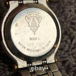 Gucci Women 9000L Fashion Date Two Tone Quartz For Watch Parts Or Repair Only