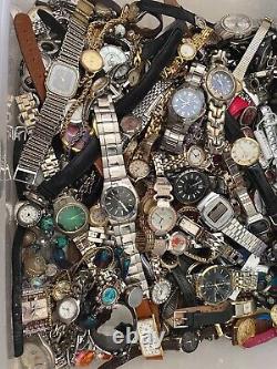 HUGE 63 LBS+ BOX LOT Wrist Watches Vintage Modern POUNDS Repair Parts Resell