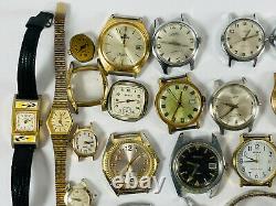 HUGE LOT (40+) vtg Wrist Watch Parts Piece Repair Bands Clinton Timex