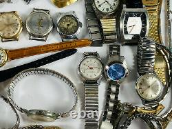 HUGE LOT (40+) vtg Wrist Watch Parts Piece Repair Bands Clinton Timex