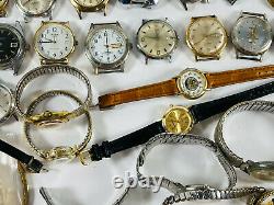 HUGE LOT (40+) vtg Wrist Watch Parts Piece Repair Bands Clinton Timex