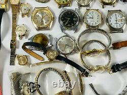 HUGE LOT (40+) vtg Wrist Watch Parts Piece Repair Bands Clinton Timex