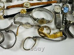 HUGE LOT (40+) vtg Wrist Watch Parts Piece Repair Bands Clinton Timex