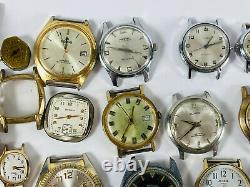 HUGE LOT (40+) vtg Wrist Watch Parts Piece Repair Bands Clinton Timex