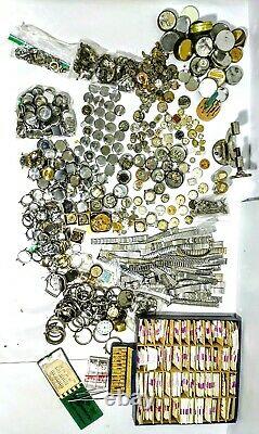 HUGE LOT OF Watch Parts Crystals Vintage Steampunk Movements Dials Pocket watch