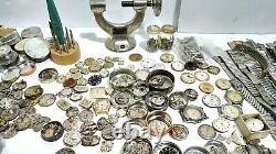 HUGE LOT OF Watch Parts Crystals Vintage Steampunk Movements Dials Pocket watch