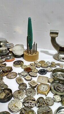 HUGE LOT OF Watch Parts Crystals Vintage Steampunk Movements Dials Pocket watch