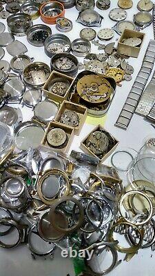 HUGE LOT OF Watch Parts Crystals Vintage Steampunk Movements Dials Pocket watch