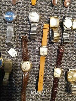 HUGE VINTAGE WATCH LOT FOR REPAIR OR PARTS SOLD AS IS Bulova Hamilton Seiko