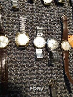 HUGE VINTAGE WATCH LOT FOR REPAIR OR PARTS SOLD AS IS Bulova Hamilton Seiko