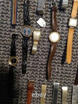 HUGE VINTAGE WATCH LOT FOR REPAIR OR PARTS SOLD AS IS Bulova Hamilton Seiko