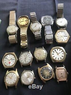 HUGE VINTAGE WATCH LOT OF 14 For Parts Repair Resale Nice Lot WithROLEX Outer Box