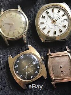 HUGE VINTAGE WATCH LOT OF 14 For Parts Repair Resale Nice Lot WithROLEX Outer Box