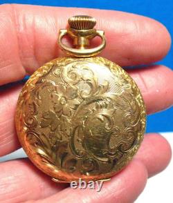 Hamden Antique Gold Pocket Watch Porcelain Face Not Working 1 1/4 Inches