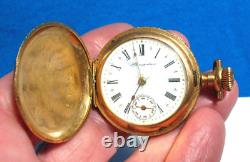 Hamden Antique Gold Pocket Watch Porcelain Face Not Working 1 1/4 Inches