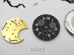 Hamilton Khaki 6313 Watch Movement Dial & Case Back For Parts & Repair P&r W39