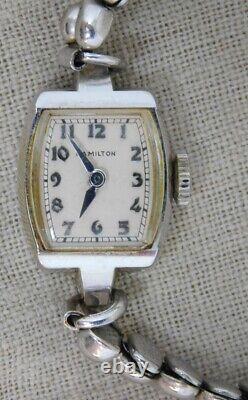 Hamilton Lady's 14K White Gold Watch Not Working Vintage Parts / Repair