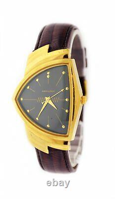 Hamilton Ventura 32mm Gold Tone Black Dial Men's Quartz Watch 6250A NOT WORKING