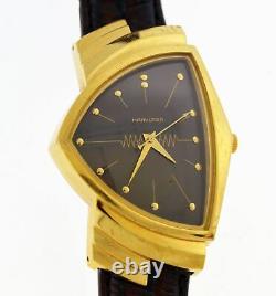 Hamilton Ventura 32mm Gold Tone Black Dial Men's Quartz Watch 6250A NOT WORKING