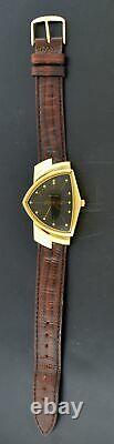 Hamilton Ventura 32mm Gold Tone Black Dial Men's Quartz Watch 6250A NOT WORKING
