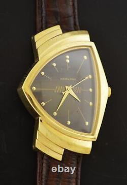 Hamilton Ventura 32mm Gold Tone Black Dial Men's Quartz Watch 6250A NOT WORKING