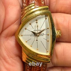 Hamilton Ventura Women 6334 Brown Leather Quartz For Watch Parts Or Repair Only