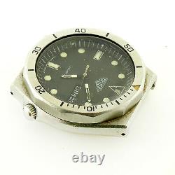 Heuer 1000 980.004 Black Dial Stainless Steel Watch Head For Parts Or Repairs