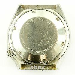 Heuer 1000 980.004 Black Dial Stainless Steel Watch Head For Parts Or Repairs