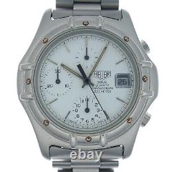 Heuer 2000 Quartz Chrono 254.006 37mm White Dial Stainless Steel Watch For Parts