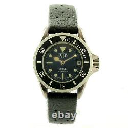 Heuer 980.038 Prof Black Dial Stainless Steel Ladies Watch For Parts Or Repairs