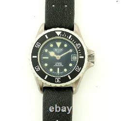 Heuer 980.038 Prof Black Dial Stainless Steel Ladies Watch For Parts Or Repairs