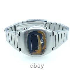 Heuer R101.703 Led-lcd Digital Chronosplit Quartz S. S. Watch For Parts / Repairs