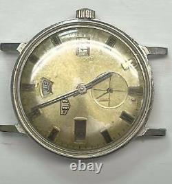 Heuer Vintage Gold Dial Stainless Steel Day/date Watch Head For Parts Or Repairs