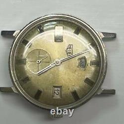 Heuer Vintage Gold Dial Stainless Steel Day/date Watch Head For Parts Or Repairs