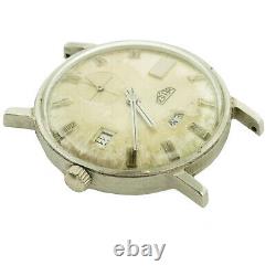 Heuer Vintage Gold Dial Stainless Steel Day/date Watch Head For Parts Or Repairs