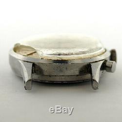 Heuer Vintage Patina Dial Big Eyes Chrono S. S. Mens Watch Head For Parts/repairs