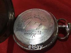 Huge Antique 800 Silver Eclipse Spiral Breguet Pocket Watch 62 MM Not Working