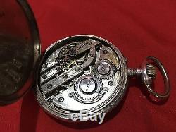 Huge Antique 800 Silver Eclipse Spiral Breguet Pocket Watch 62 MM Not Working