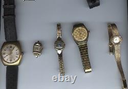 Huge Lot Vintage Watches Complete For Parts Or Repair Some Excellent Brands