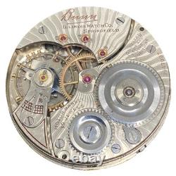 Illinois Bunn Pocket Watch Movement 19j Size 16s OF Railroad Model 9 Parts F8299
