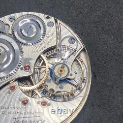 Illinois Bunn Pocket Watch Movement 19j Size 16s OF Railroad Model 9 Parts F8299