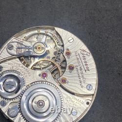 Illinois Bunn Pocket Watch Movement 19j Size 16s OF Railroad Model 9 Parts F8299