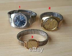 Job Lot of 3 Omega Wrist Watches Not Working Sold For Spares Repairs
